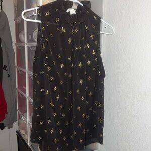 H&M women’s black and gold blouse, size Large.